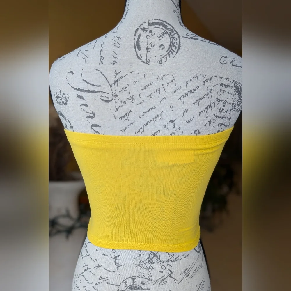 NWOT PINK FLOYD Yellow Pink & Black Tube Top Size Small - Picture 5 of 8